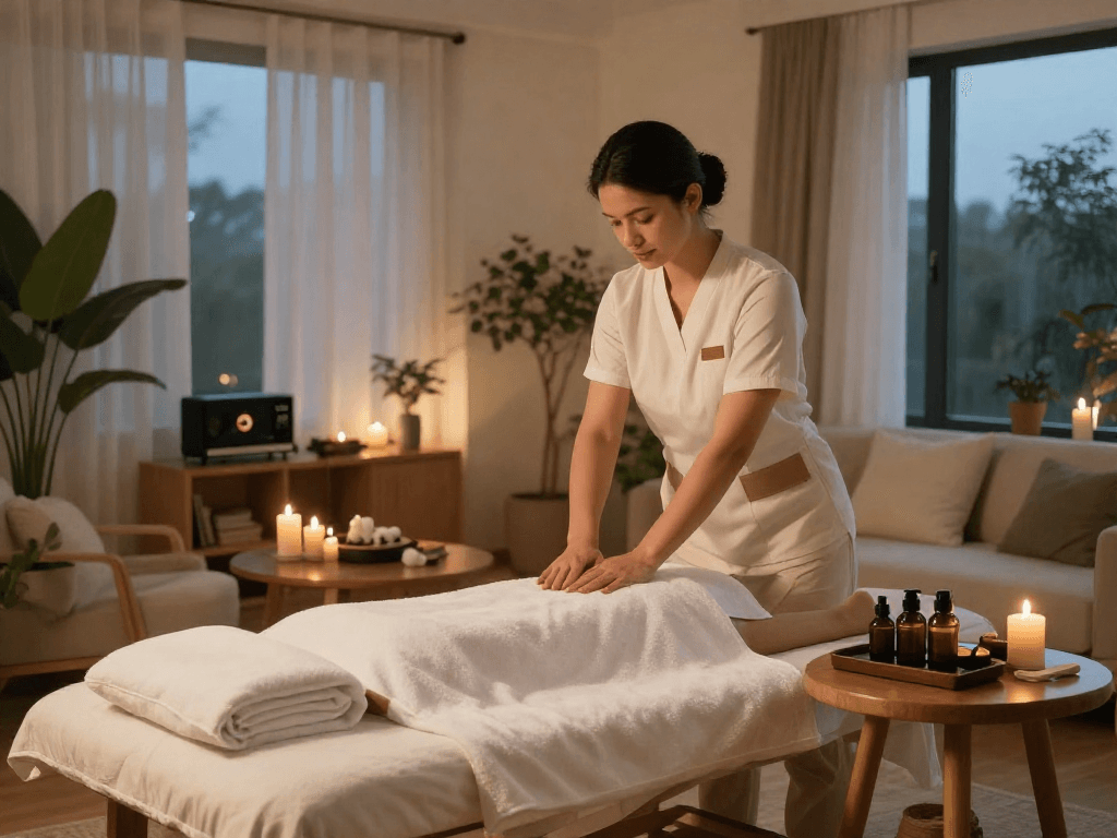 Experience premium 종로출장안마 service in a serene, luxurious home setting.