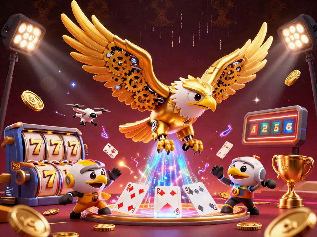 Engage with FIVE88's thrilling slot gaming experience in a vibrant casino-themed 3D illustration.