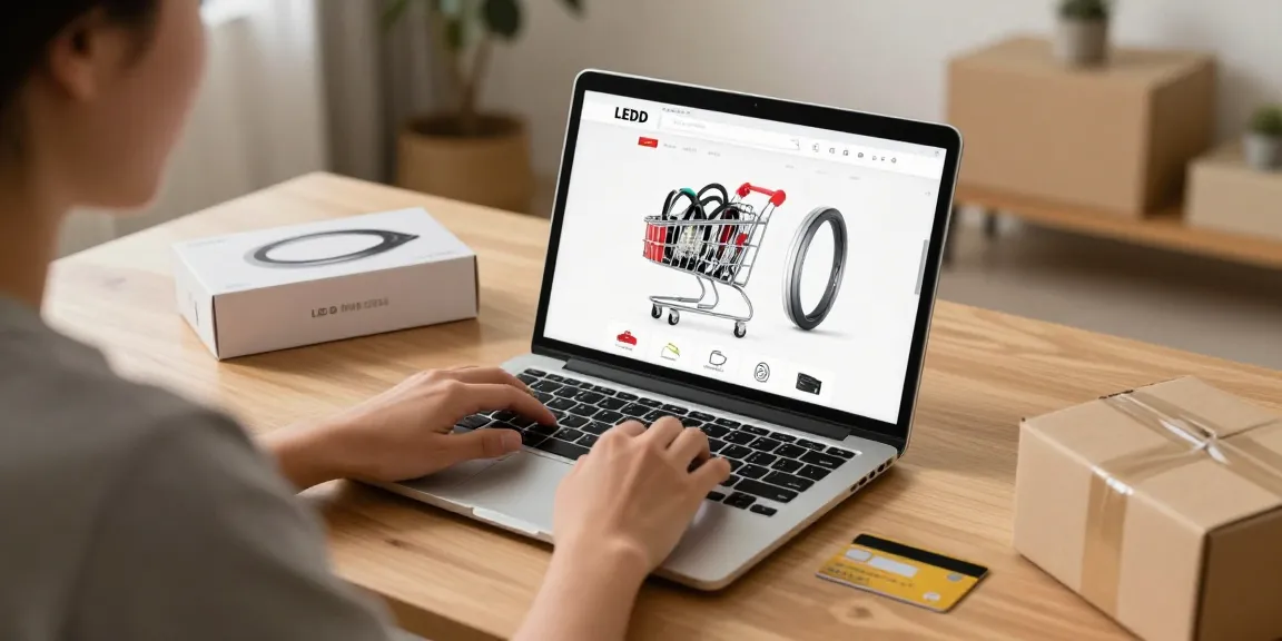 Best e-commerce deals on banda led, with shopping cart visible in a cozy online shopping environment.