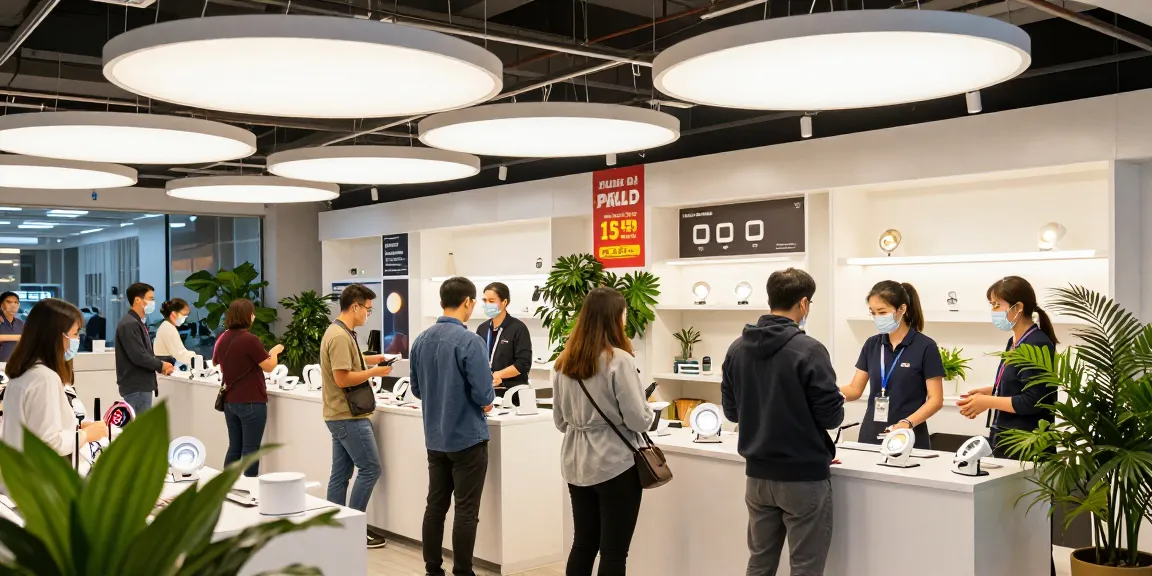 Interacțiune clienți în showroom cu spoturi led de calitate