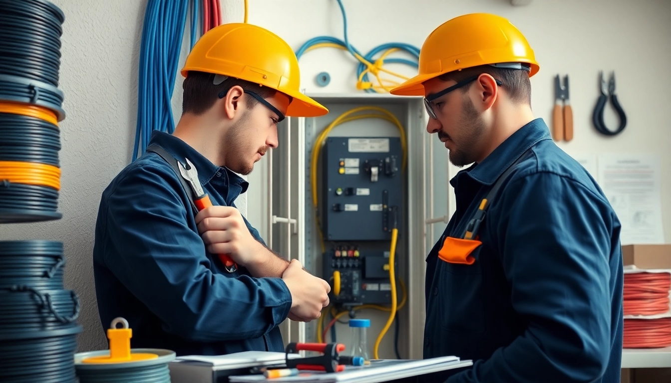 Technician providing electrical services Vancouver in a bright workshop with tools and detailed focus.