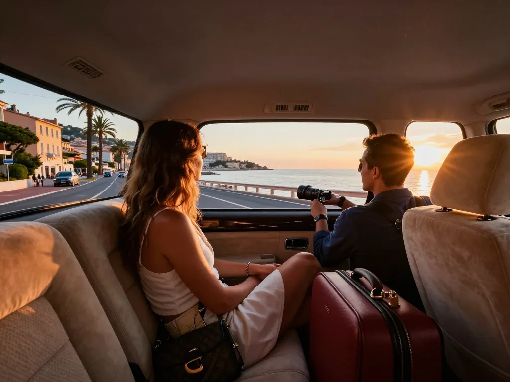 Taxi Saint-Tropez offrant une expérience de voyage luxueuse avec des vues côtières pittoresques.