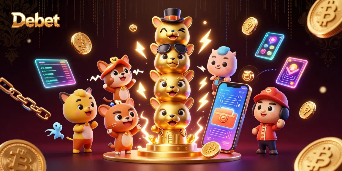 Debet gaming scene featuring a lively totem pole and cryptocurrency elements, enhancing casino excitement.