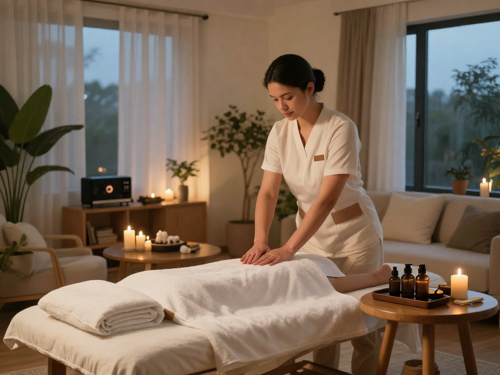 Experience premium 종로출장안마 service in a serene, luxurious home setting.