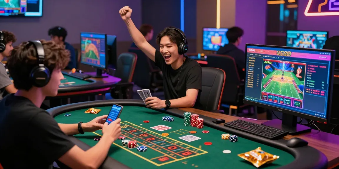 Exciting gaming atmosphere at QS88 platform, showcasing players engaged in live casinos and sports betting experiences.