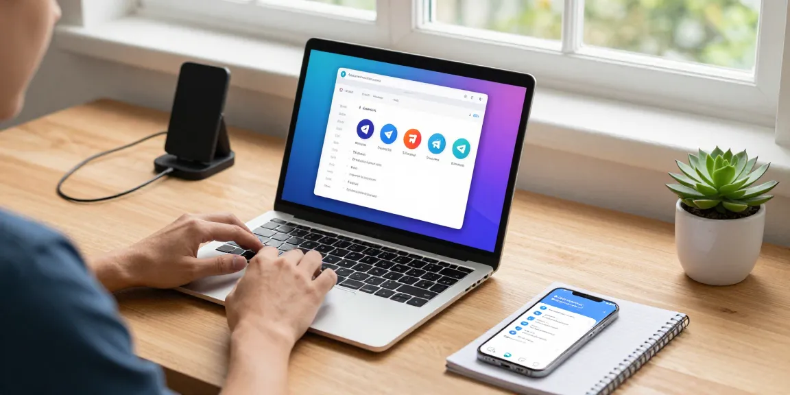 Telegram Download app in a modern workspace setting with user-friendly digital interface enhancing communication experience.