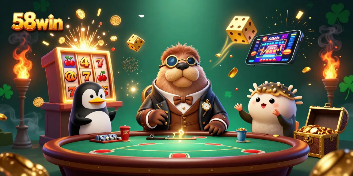 Experience the thrill of 58win with an exciting underwater poker scene featuring dynamic characters.