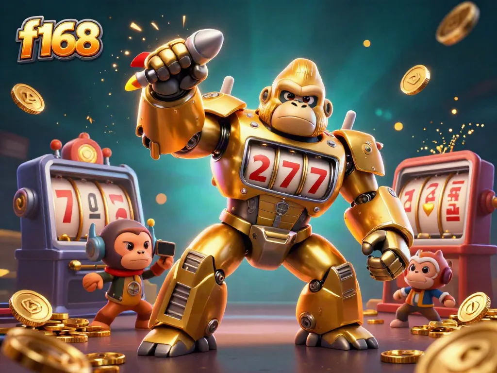 Experience thrilling action at f168 with a golden mech gorilla and slots elements delivering explosive winnings.