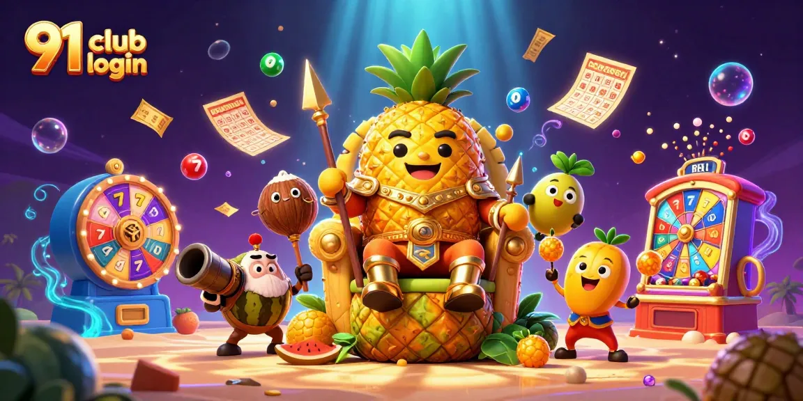 Engage with 91 club login featuring a vibrant 3D casino scene filled with characters, playing elements, and dynamic visuals.